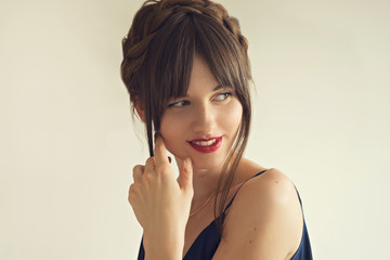 Fototapeta premium close portrait of young happy woman