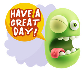 3d Rendering Smile Character Emoticon Expression saying Have A G