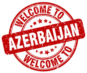 welcome to Azerbaijan red round vintage stamp