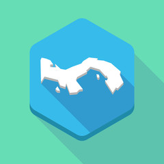 Long shadow hexagon icon with  the Panama map