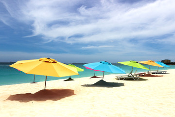Fototapeta na wymiar colorful beach umbrellas