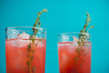 Cocktail made of Sicilian orange on the rustic wooden background