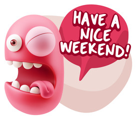3d Illustration Laughing Character Emoji Expression saying Have