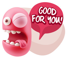 3d Rendering Smile Character Emoticon Expression saying Good For