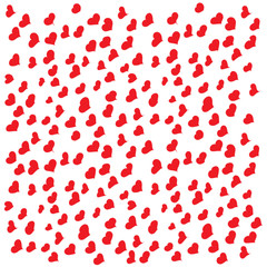 Pattern of hand drawn hearts on a white background