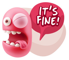 3d Illustration Laughing Character Emoji Expression saying It's