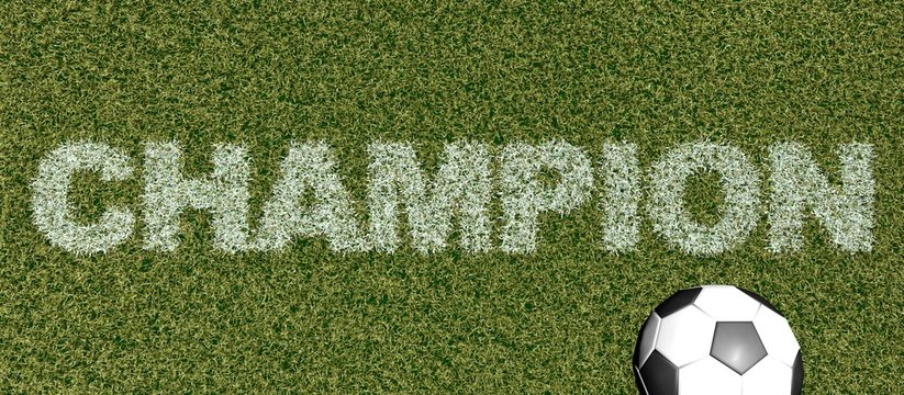 Champion - grass letters on football field