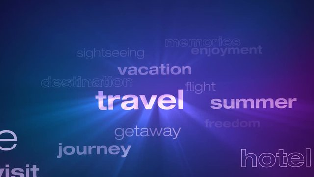 Travel and Vacation Words Loop - Seamless animation loop of various buzzwords pertaining to travel and vacation.
