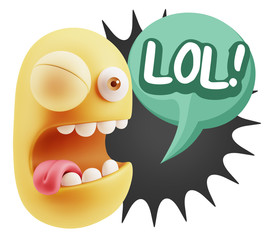 3d Illustration Laughing Character Emoji Expression saying Lol w