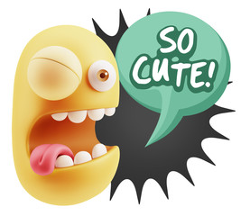 3d Illustration Laughing Character Emoji Expression saying So Cu