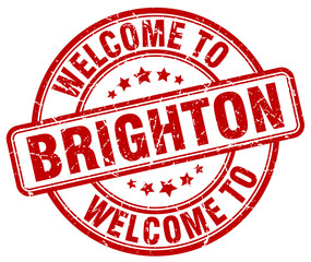 welcome to Brighton red round vintage stamp