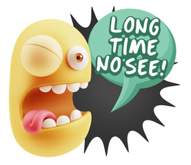 3d Illustration Laughing Character Emoji Expression saying Long