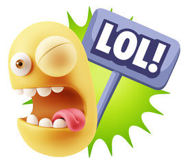 3d Illustration Laughing Character Emoji Expression saying Lol w