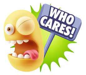 3d Illustration Laughing Character Emoji Expression saying Who C