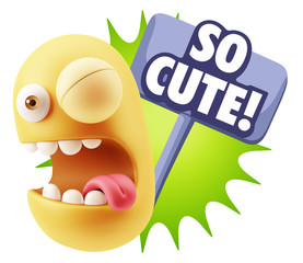 3d Illustration Laughing Character Emoji Expression saying So Cu