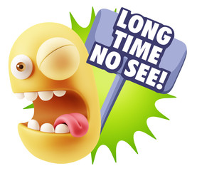 3d Illustration Laughing Character Emoji Expression saying Long