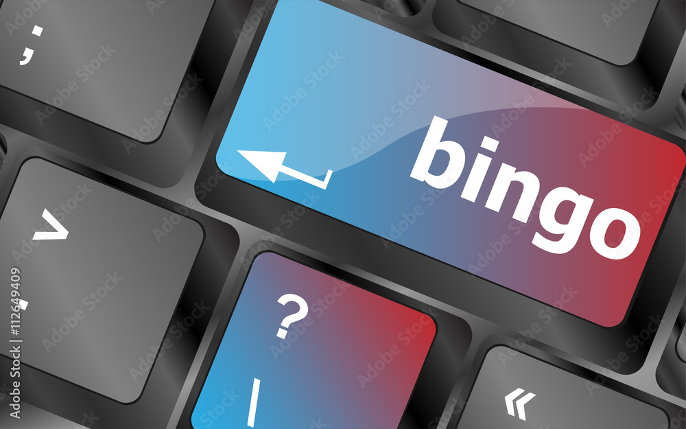 Poster bingo button on computer keyboard keys vector , keyboard keys, keyboard button