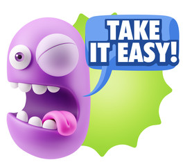 3d Illustration Laughing Character Emoji Expression saying Take