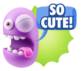 3d Illustration Laughing Character Emoji Expression saying So Cu