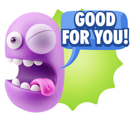 3d Rendering Smile Character Emoticon Expression saying Good For