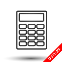 Calculator icon. Simple flat logo of calculator on white background. Vector illustration.