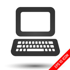 Laptop icon. Simple flat logo of laptop on white background. Vector illustration.