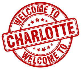 welcome to Charlotte red round vintage stamp