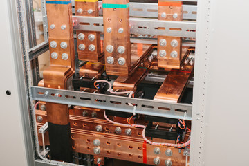 Copper busbar. Uninterrupted power. Electrical power.