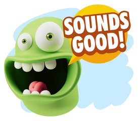 3d Illustration Laughing Character Emoji Expression saying Sound