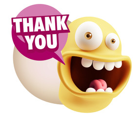 3d Illustration Laughing Character Emoji Expression saying Thank