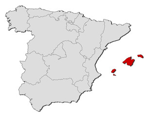 Map - Spain, Balearic Islands