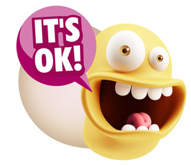 3d Illustration Laughing Character Emoji Expression saying It's