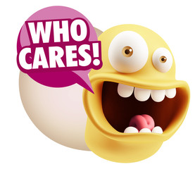 3d Illustration Laughing Character Emoji Expression saying Who C
