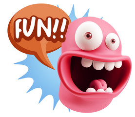 3d Illustration Laughing Character Emoji Expression saying Fun w