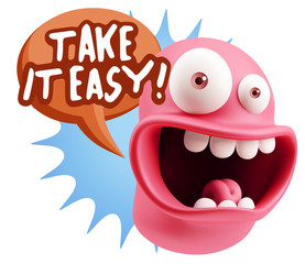 3d Illustration Laughing Character Emoji Expression saying Take