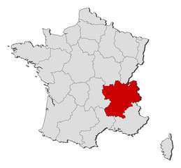Map - France, Rhône-Alpes