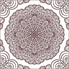 Round henna ornament in Mehndi style