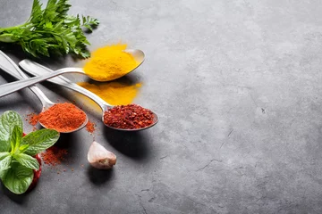 Keuken spatwand met foto Colorful spices and herbs © karandaev
