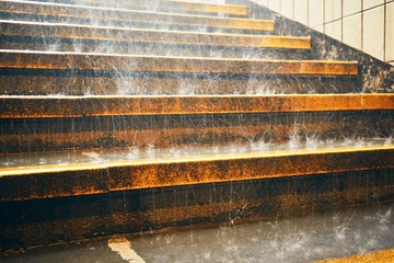 Heavy rain in the city