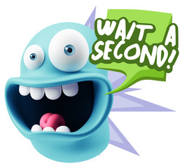 3d Illustration Laughing Character Emoji Expression saying Wait