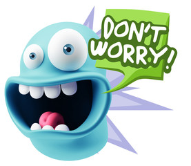 3d Rendering Smile Character Emoticon Expression saying Dont Wor