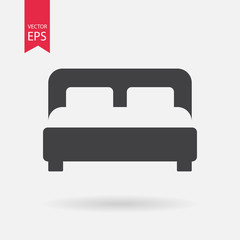 Bed Icon Vector. Flat design. Bed sign isolated on white background.