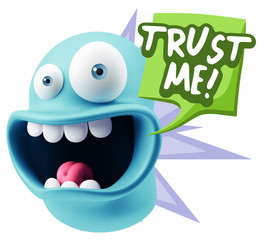 3d Illustration Laughing Character Emoji Expression saying Trust