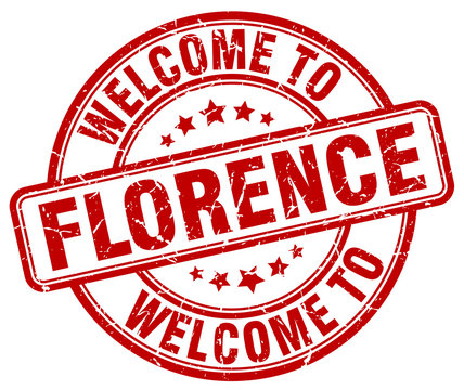 welcome to Florence red round vintage stamp