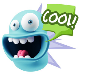 3d Illustration Laughing Character Emoji Expression saying Cool