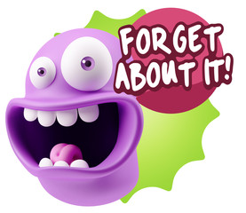 3d Rendering Smile Character Emoticon Expression saying Forget A