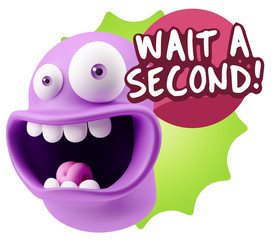 3d Illustration Laughing Character Emoji Expression saying Wait