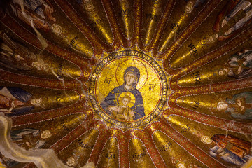 Ancient mosaic in the Church of the Holy Saviour in Chora in Istanbul, Turkey