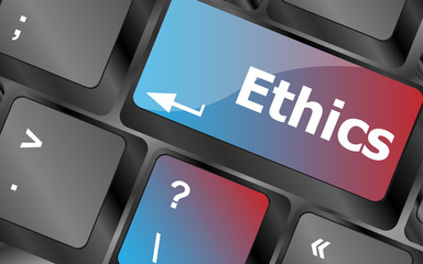 ethics concept on the modern computer keyboard key vector , keyboard keys, keyboard button