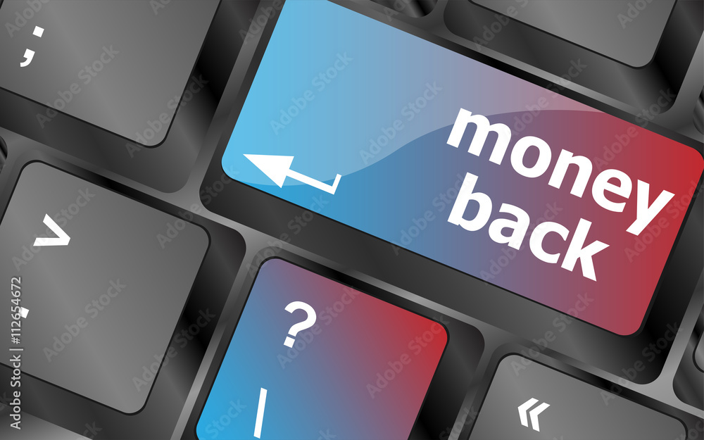 Poster keyboard keys with money back text on button vector , keyboard keys, keyboard button